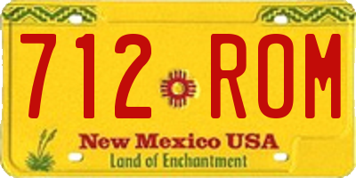 NM license plate 712ROM