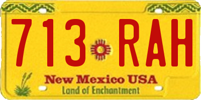 NM license plate 713RAH