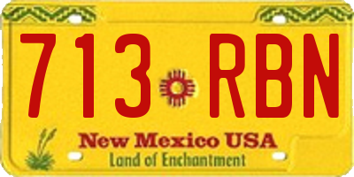 NM license plate 713RBN