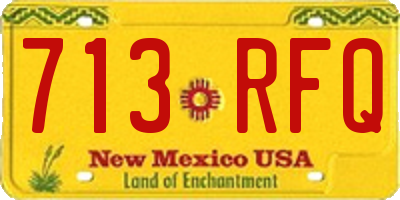 NM license plate 713RFQ