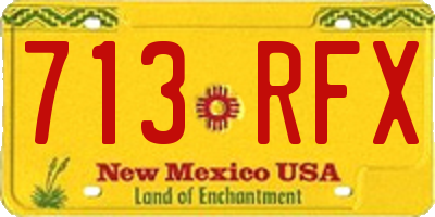 NM license plate 713RFX