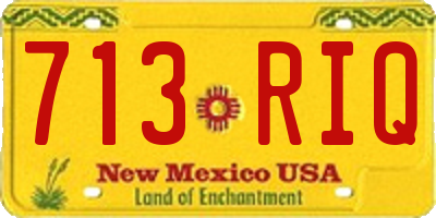 NM license plate 713RIQ