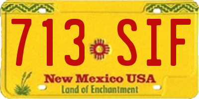 NM license plate 713SIF