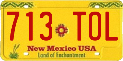 NM license plate 713TOL