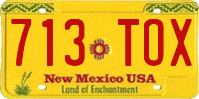 NM license plate 713TOX