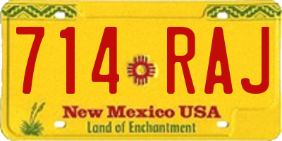 NM license plate 714RAJ