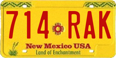 NM license plate 714RAK