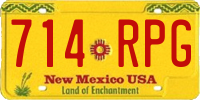 NM license plate 714RPG