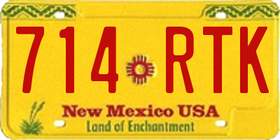 NM license plate 714RTK