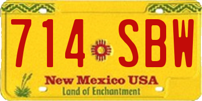 NM license plate 714SBW