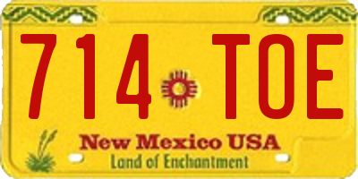 NM license plate 714TOE