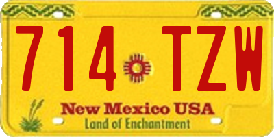 NM license plate 714TZW