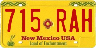 NM license plate 715RAH