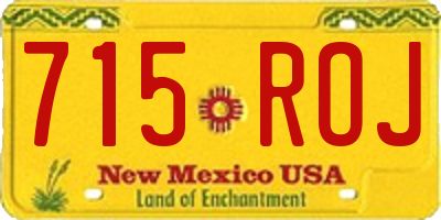 NM license plate 715ROJ
