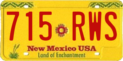 NM license plate 715RWS