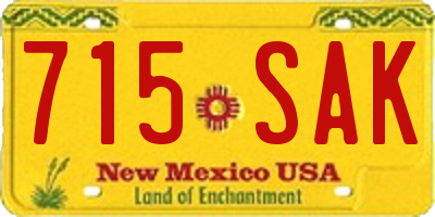 NM license plate 715SAK
