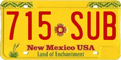 NM license plate 715SUB