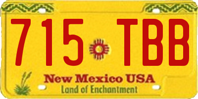 NM license plate 715TBB