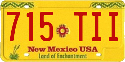 NM license plate 715TII