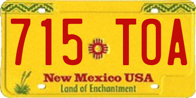 NM license plate 715TOA