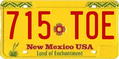 NM license plate 715TOE