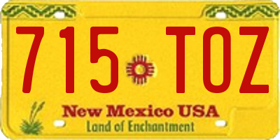 NM license plate 715TOZ