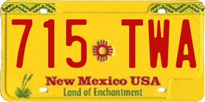 NM license plate 715TWA