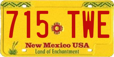 NM license plate 715TWE