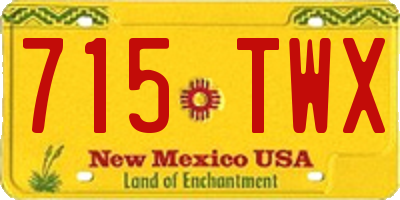 NM license plate 715TWX