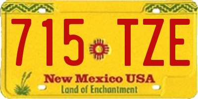 NM license plate 715TZE