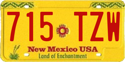 NM license plate 715TZW