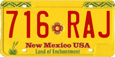 NM license plate 716RAJ