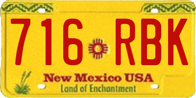 NM license plate 716RBK