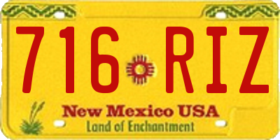 NM license plate 716RIZ