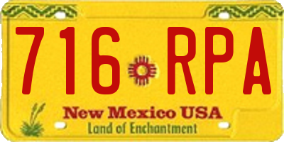 NM license plate 716RPA
