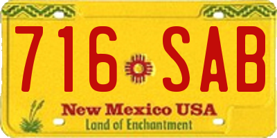 NM license plate 716SAB