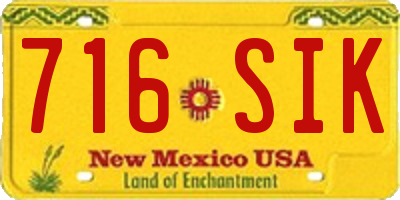 NM license plate 716SIK