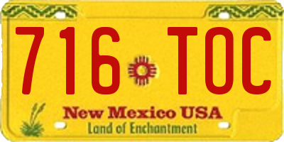 NM license plate 716TOC