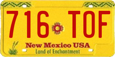 NM license plate 716TOF
