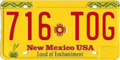 NM license plate 716TOG