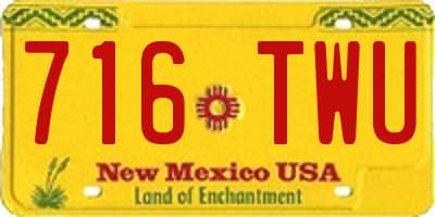 NM license plate 716TWU