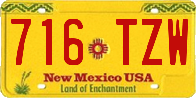 NM license plate 716TZW