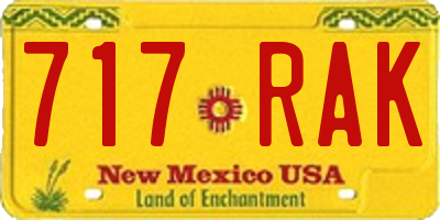 NM license plate 717RAK