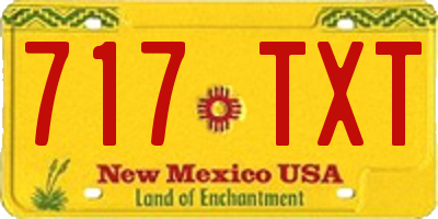 NM license plate 717TXT