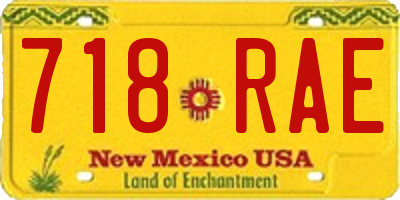 NM license plate 718RAE