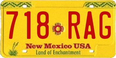 NM license plate 718RAG