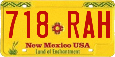 NM license plate 718RAH