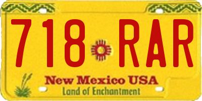NM license plate 718RAR