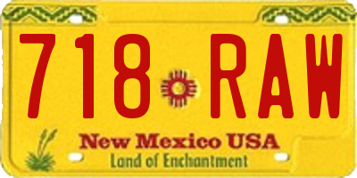 NM license plate 718RAW