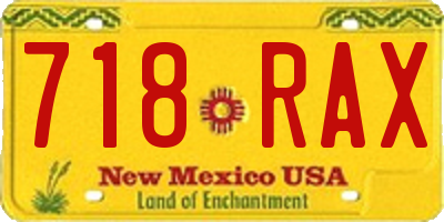 NM license plate 718RAX